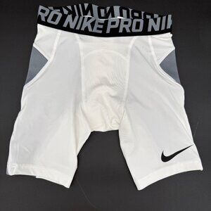 Nike Pro Dri-Fit Boys Big Kids Medium Heist Baseball Slider Shorts White Gray